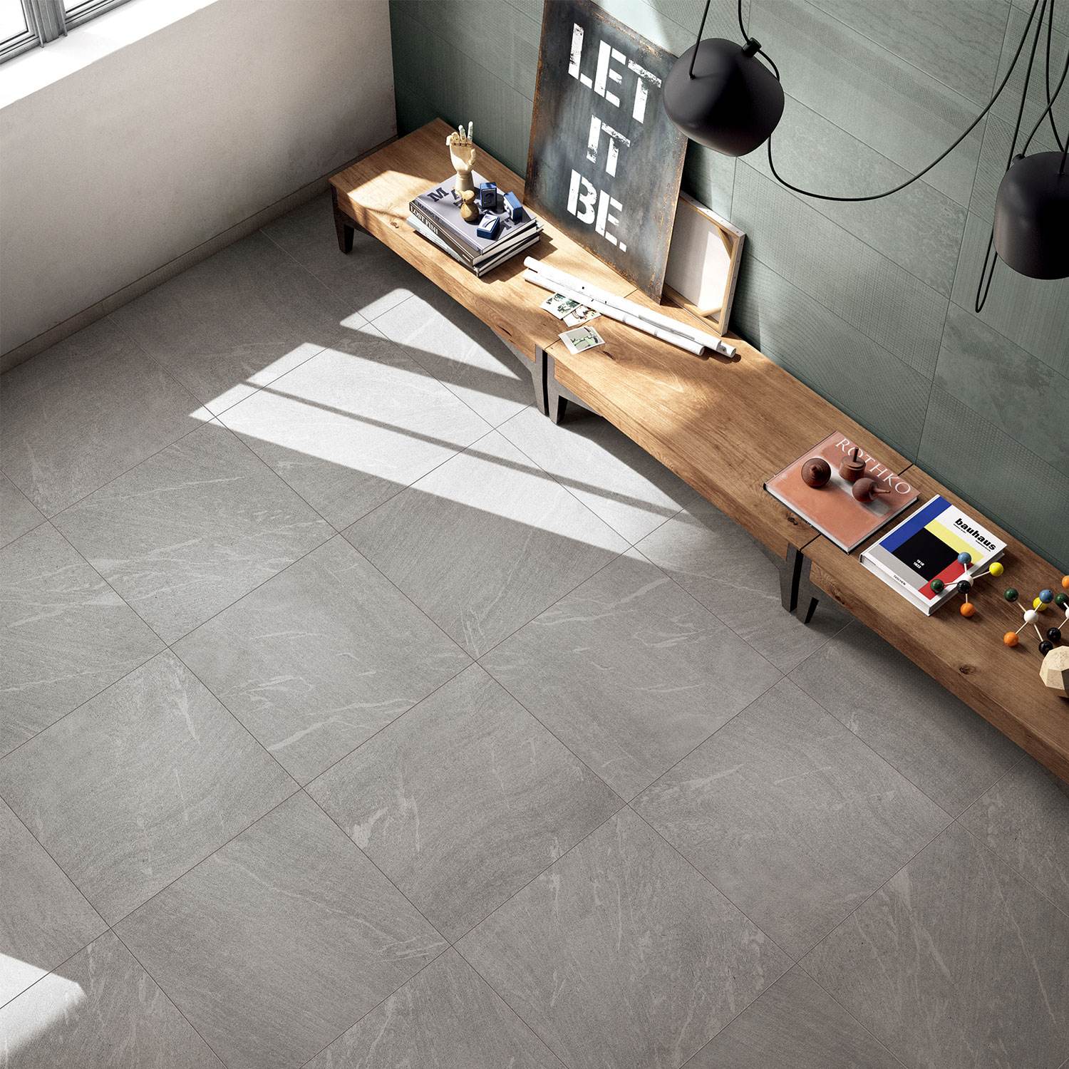 กระเบื้องพอร์ซเลน Flow Light Grey (60FL01) (1.44 sq.m) 60x60 cm. - Image 2