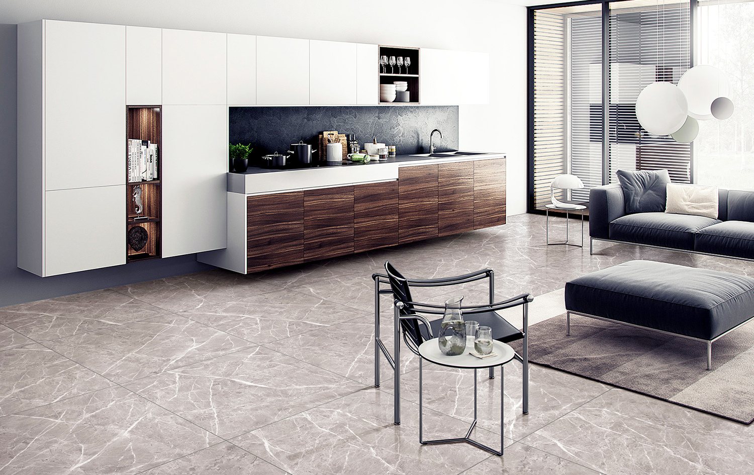 กระเบื้องพอร์ซเลน Monalisa Light Grey (MT6060S) 60x60 cm. - Image 2