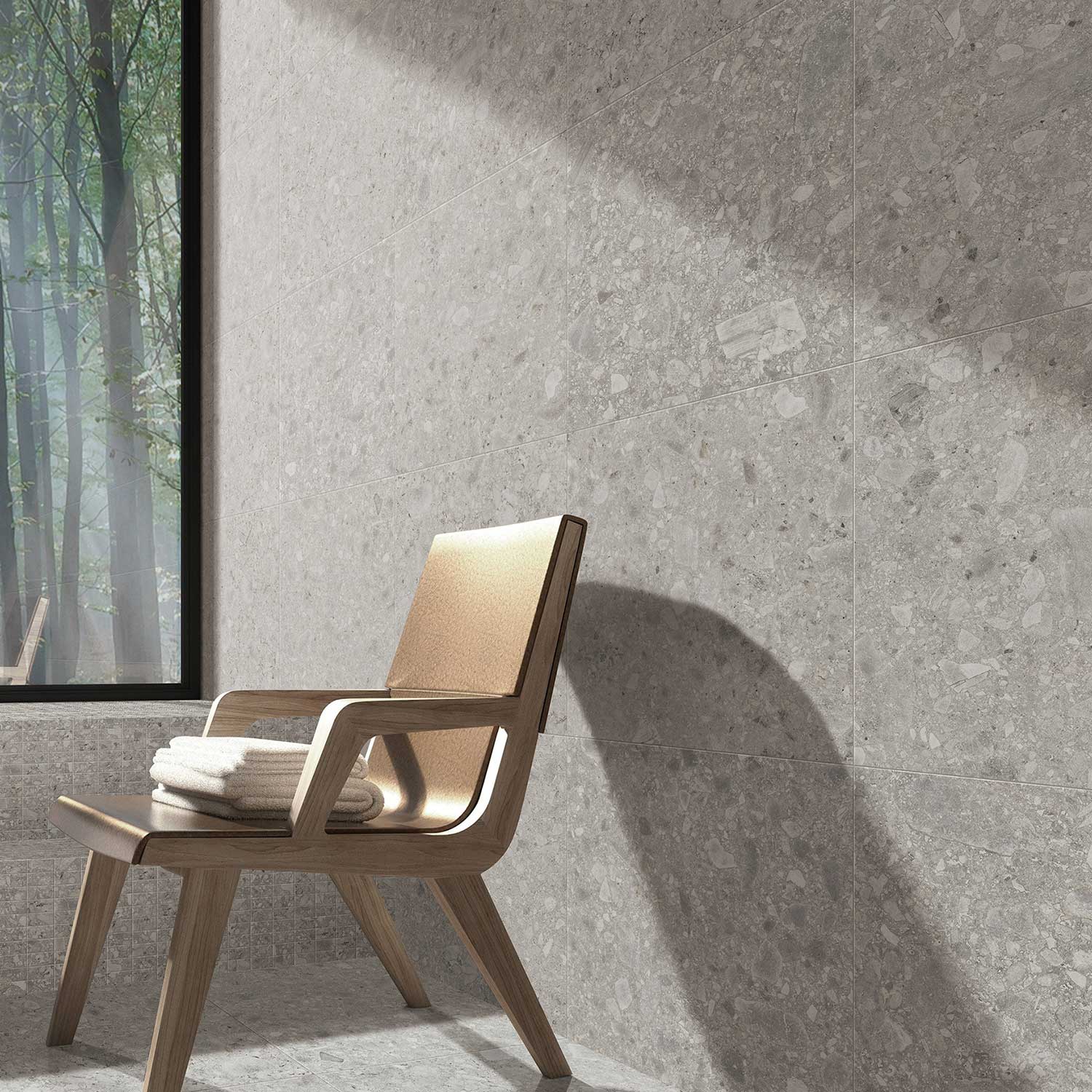 กระเบื้องพอร์ซเลน V TERRAZZO Light grey Matt (VTZ6003) (1.44 sq.m.) 60x60 cm. - Image 2