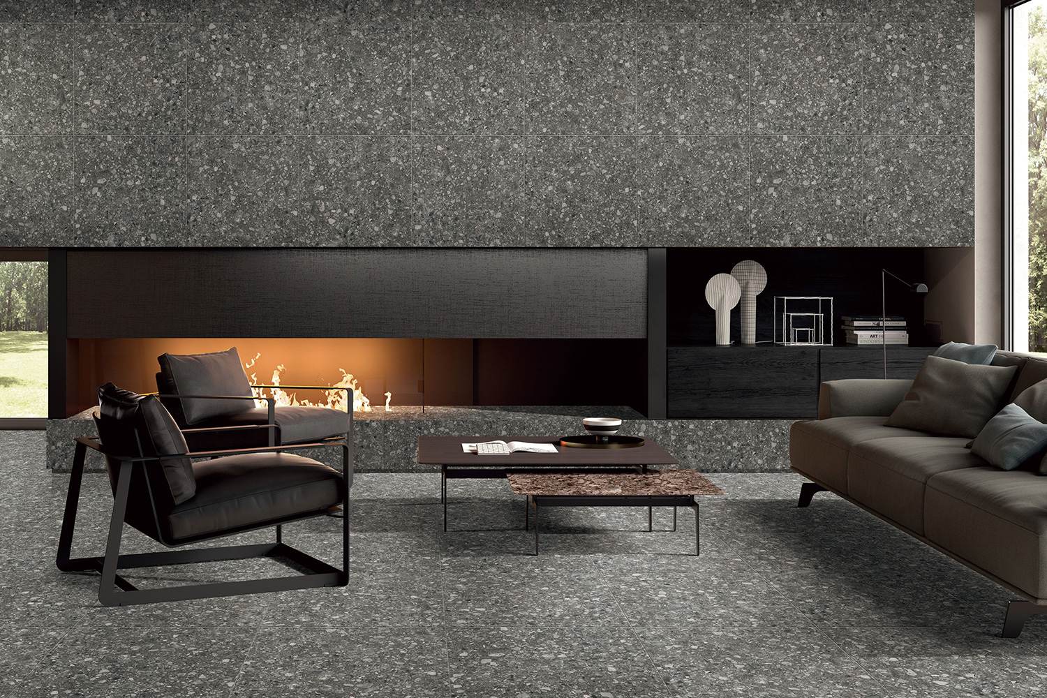 กระเบื้องพอร์ซเลน V TERRAZZO Black Matt (VTZ6004) (1.44 sq.m.) 60x60 cm. - Image 2