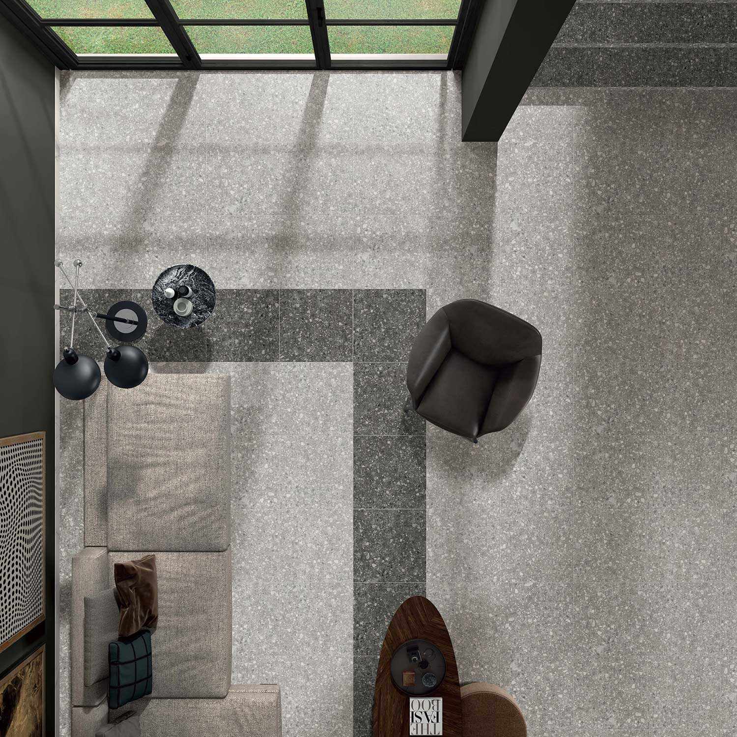 กระเบื้องพอร์ซเลน V TERRAZZO Dark grey Matt (VTZ6005) (1.44 sq.m.) 60x60 cm. - Image 2